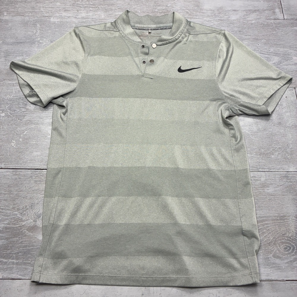 Nike Golf Modern Fit Polo Mens Small Gray Striped Blade Collar 799107-012